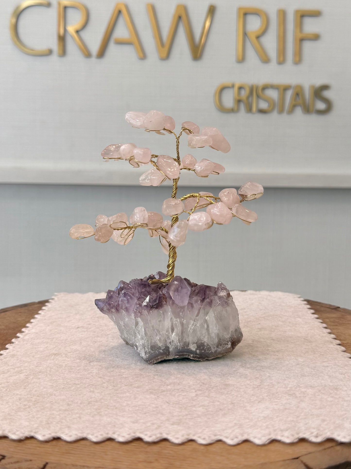 Árvore da Vida | Quartzo Rosa — Amor e Autoestima (12cm)