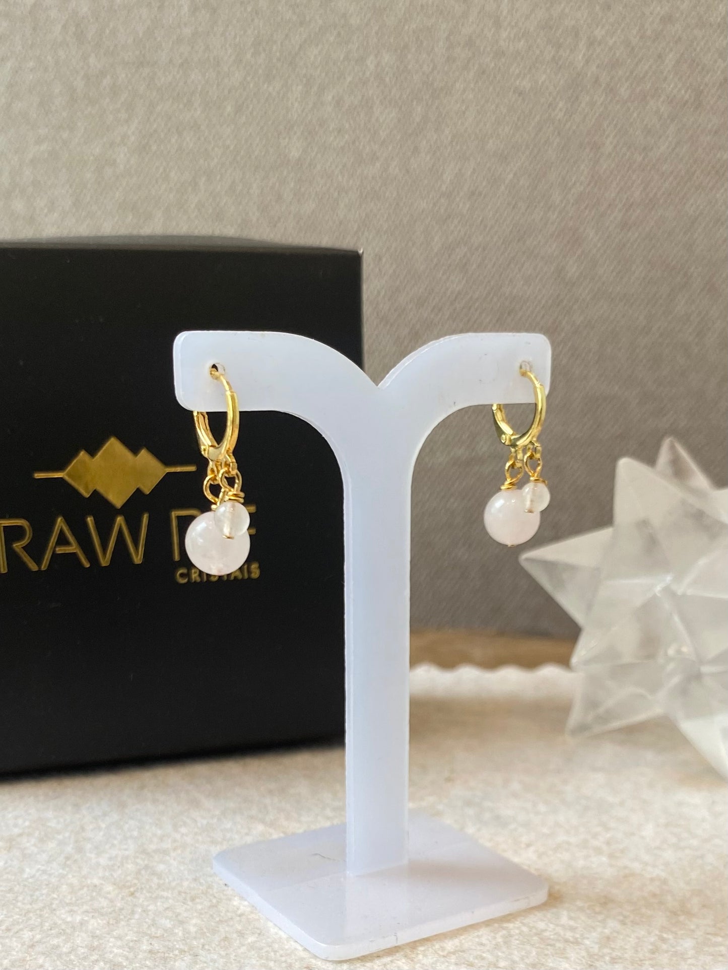 Quartzo Rosa – Paz, Amor e Autoestima (Banho Ouro 18K) #BrincoDuo