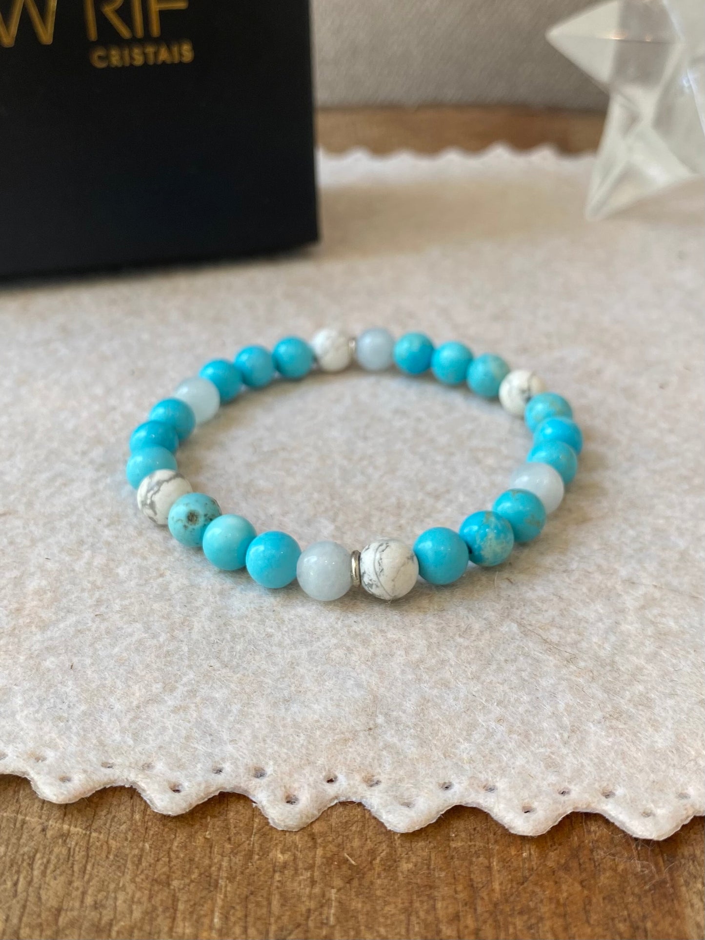 Turquesa Azul, Água Marinha e Howlita #AegisCR