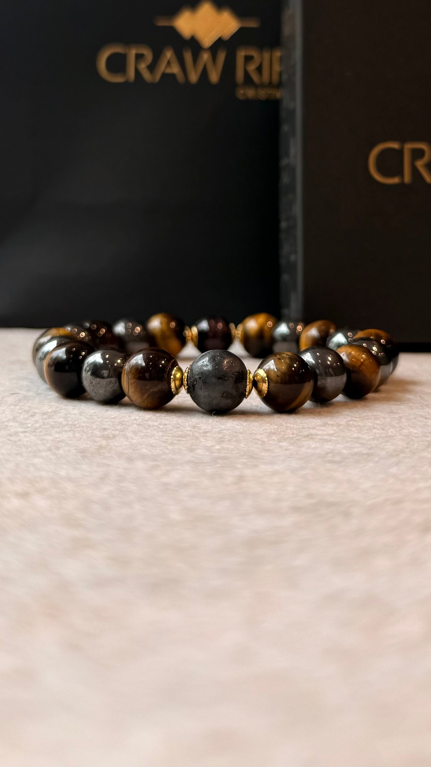 Pedra Granada, Olho de Tigre, Hematita e Labradorita – Determinação, Proteção, Coragem e Controle Mental #GoldenCR10mm