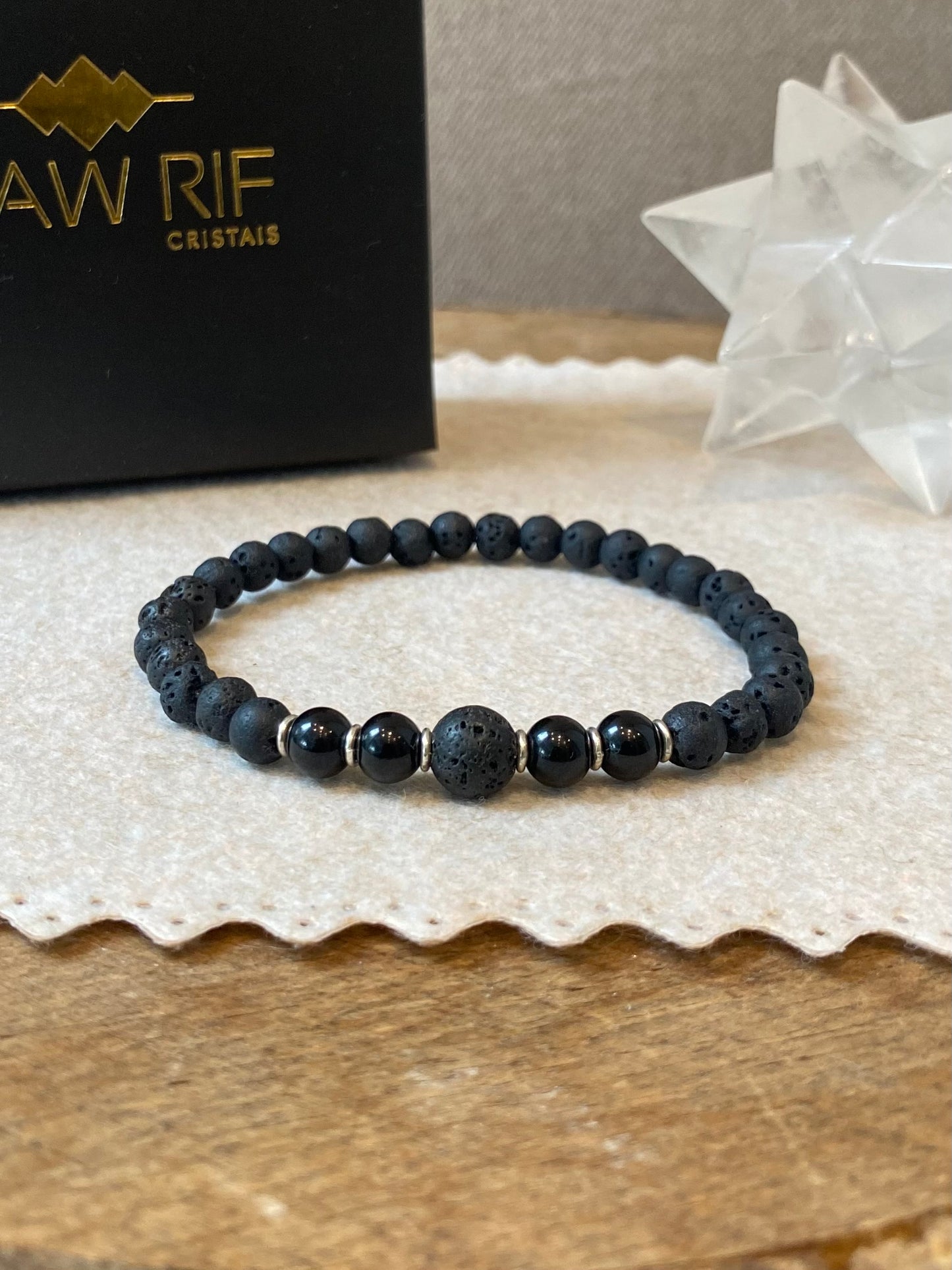 CR Sterling | Lava Vulcânica e Turmalina Negra – Proteção, Vigor e Autoconfiança (Prata 950)