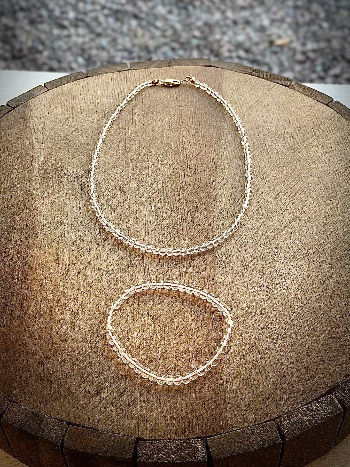 CR Conjunto | Quartzo Cristal - Limpeza, Energia e Clareza (Banho Ouro 18K)