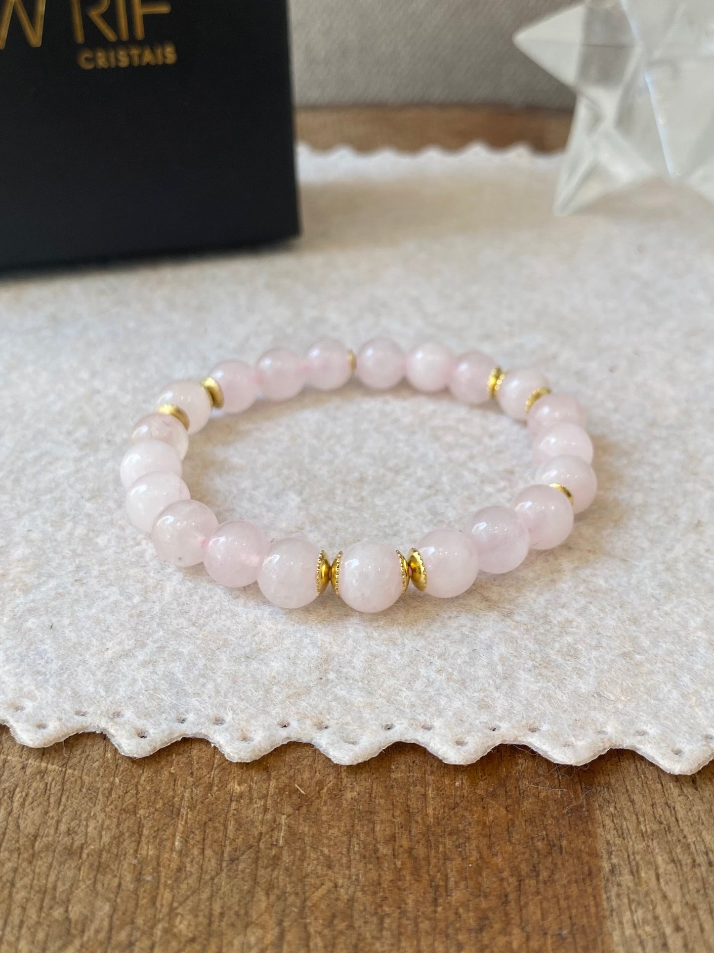 Quartzo Rosa – Amor, Paz, Autoestima (Banho Ouro 18K)