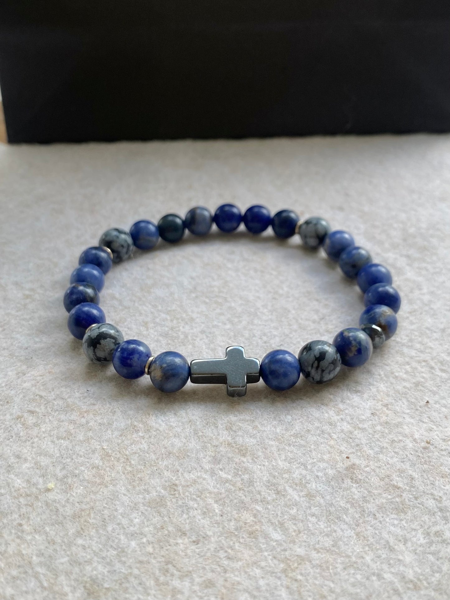 Sodalita • Obsidiana Flocos de Neve • Hematita | Foco & Proteção