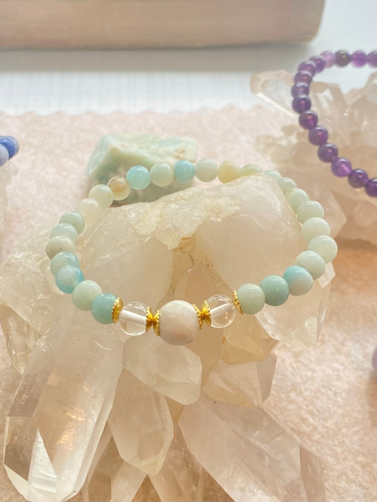 Amazonita • Quartzo Cristal • Howlita | Bem-Estar & Clareza