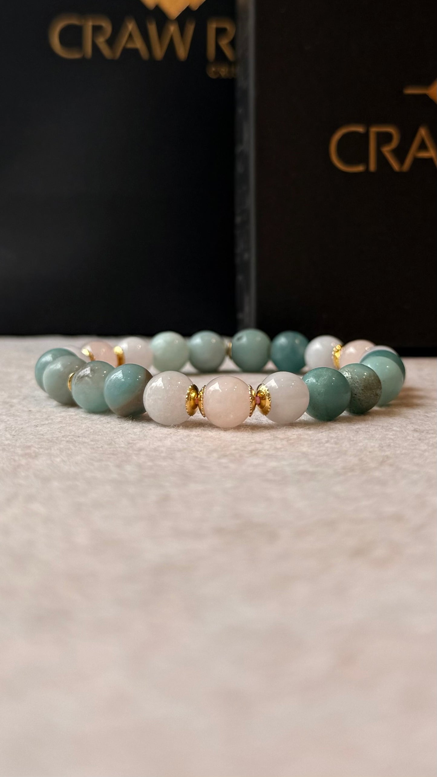 CR Moments | Amazonita, Água Marinha e Quartzo Rosa – Bem-Estar, Equilíbrio Emocional e Amor (Banho Ouro 18K)