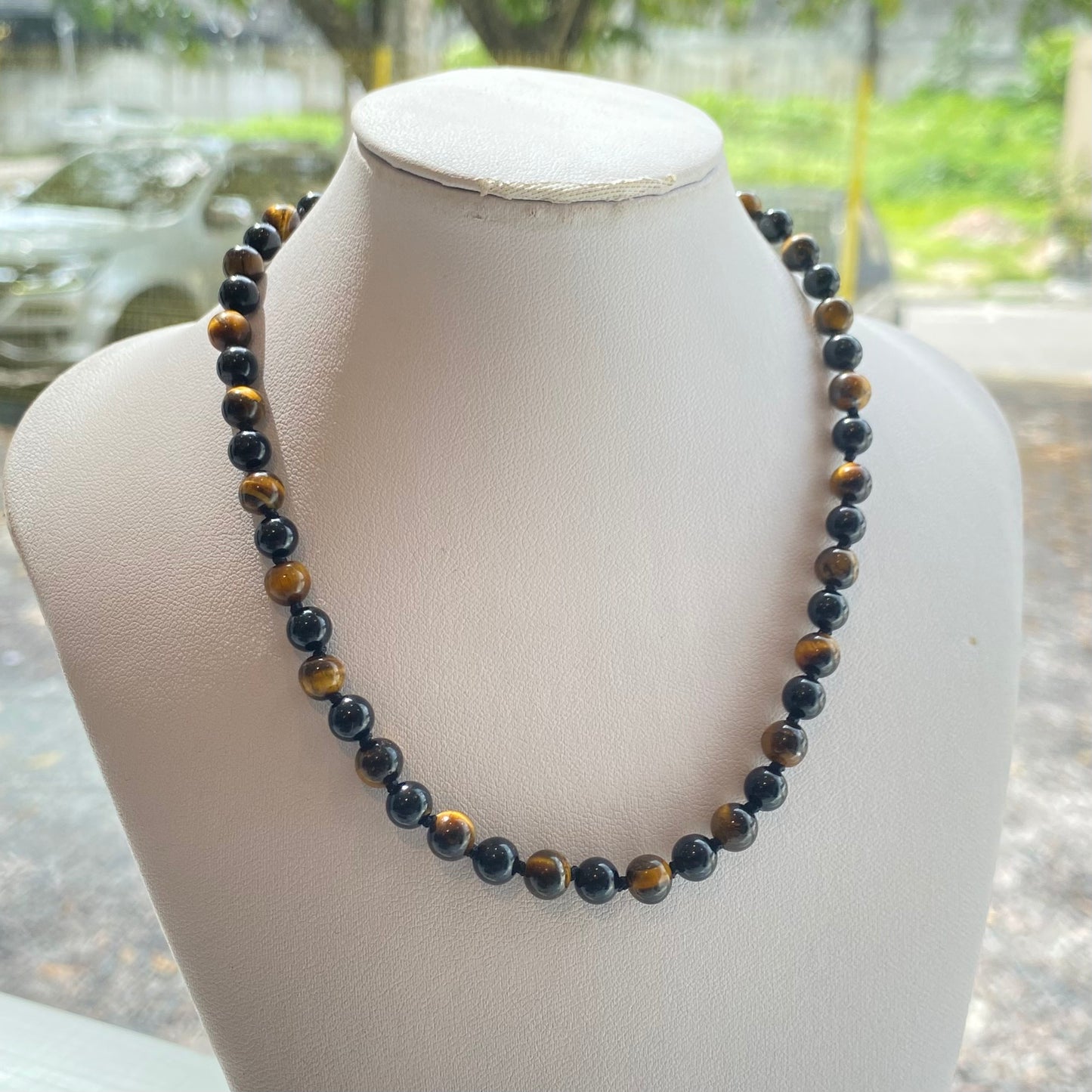 Turmalina Negra e Olho de Tigre – Proteção, AntiStress e Positividade (Banho Ouro 18K) #ColarCRBaby