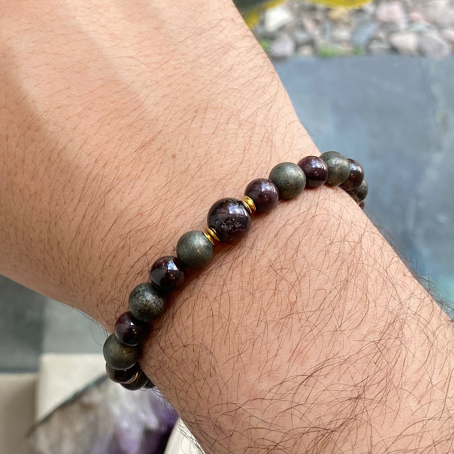 CR Golden | Pedra Granada e Pirita – Determinação, Realização e Prosperidade (Banho Ouro 18K)