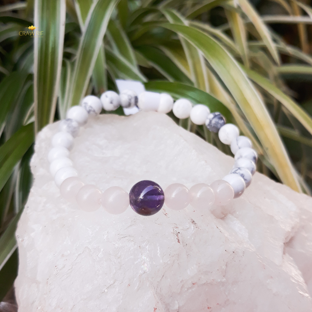 CR Vibea | Ametista, Quartzo Rosa e Howlita – Espiritualidade, Paz e Amor