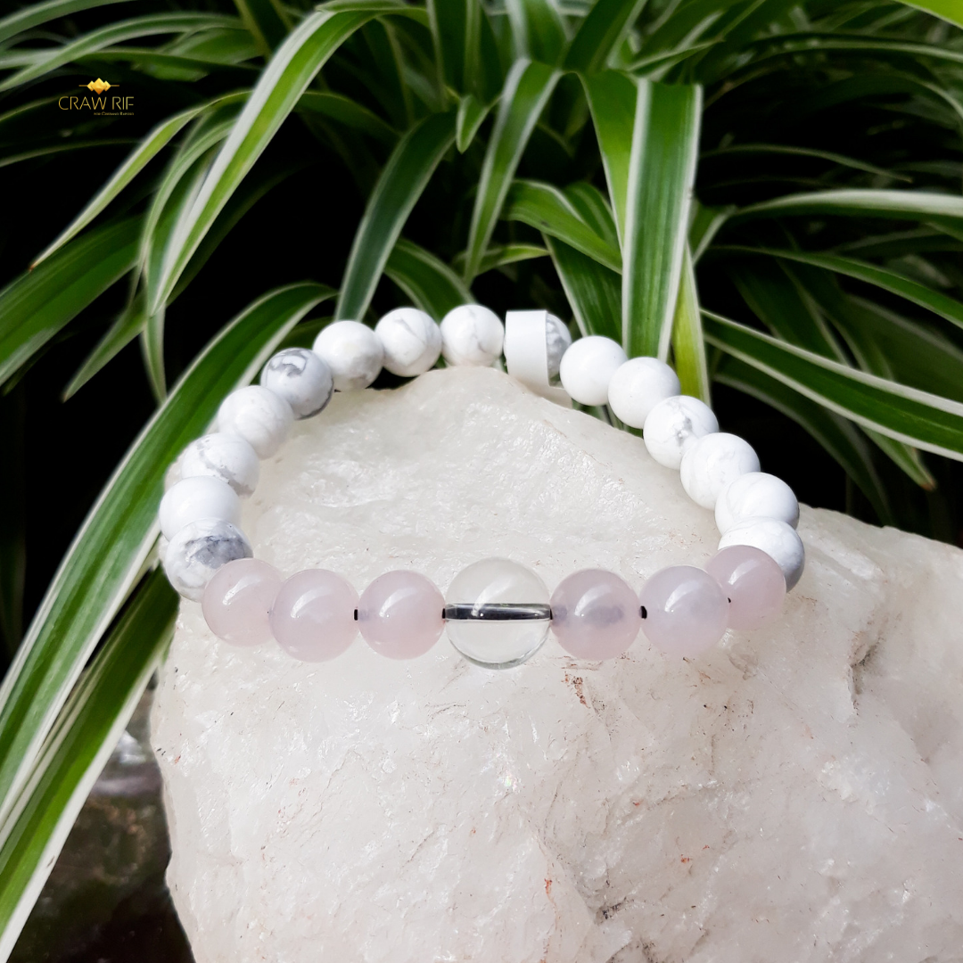CR Vibea | Quartzo Cristal, Quartzo Rosa e Howlita – Paz, Amor e Limpeza Energética