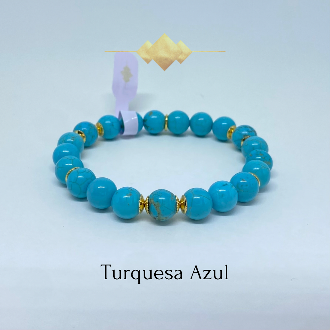 Turquesa Azul – Boa Sorte, Alegria e Proteção (Banho Ouro 18K)