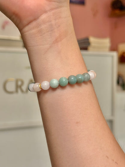 CR Tríade | Amazonita, Água Marinha e Quartzo Rosa – Bem-Estar, Equilíbrio Emocional e Amor (Banho Ouro 18K)