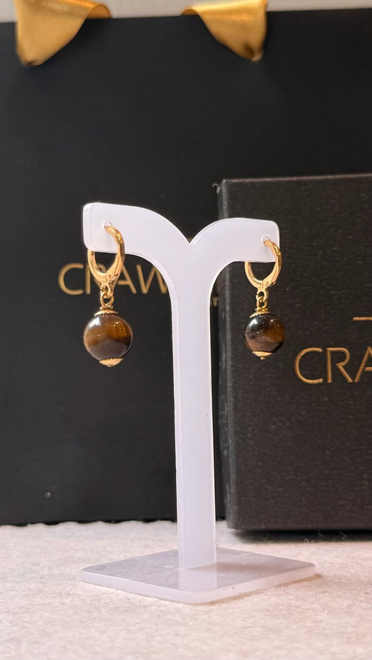 Olho de Tigre – Proteção, Positividade e Prosperidade (Banho Ouro 18K) #BrincoUno10mm