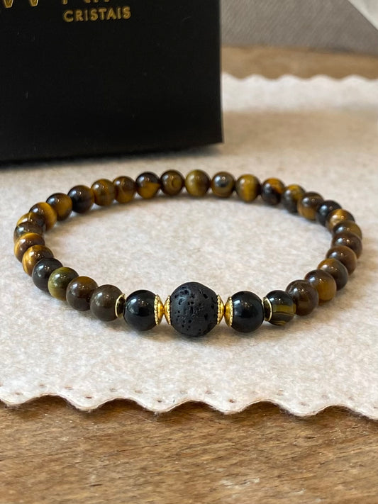 Olho de Tigre • Turmalina Negra • Lava Vulcânica | Proteção & Autoconfiança