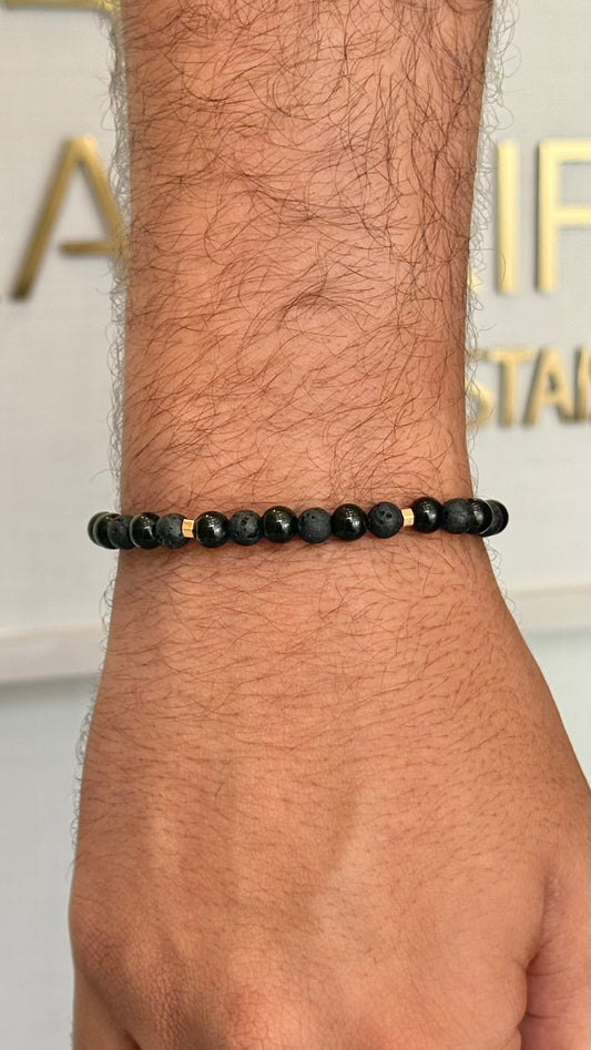 CR Prime | Lava Vulcânica e Turmalina Negra – Proteção, AntiStress e Clareza (Banho Ouro 18K)