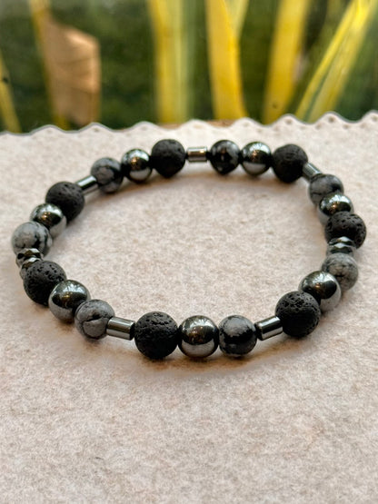 CR Essentials | Lava Vulcânica, Hematita e Obsidiana Flocos de Neve  – Escudo Energético, Proteção e Coragem