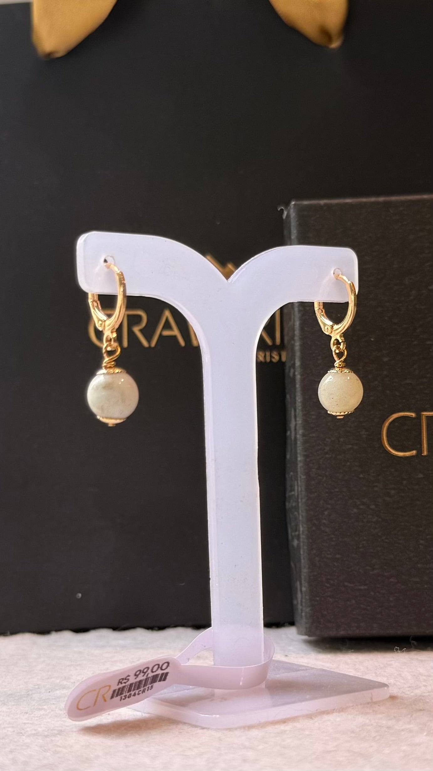 Amazonita – Calmaria, Bem-Estar e Boa Comunicação (Banho Ouro 18K) #BrincoUno