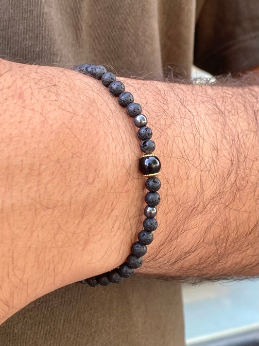 Lava Vulcânica • Turmalina Negra • Hematita | Proteção & Autoconfiança