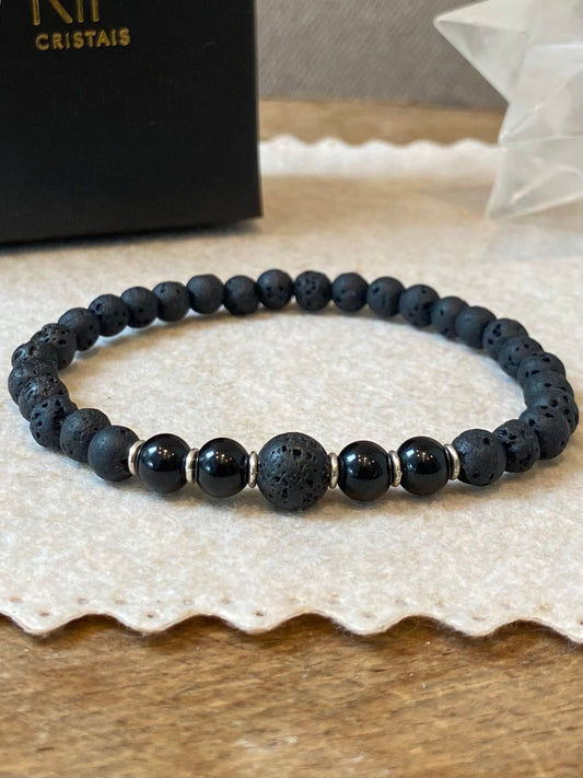 Lava Vulcânica • Turmalina Negra | Proteção & Autoconfiança