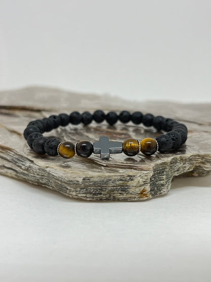 CR Faith | Lava Vulcânica e Olho de Tigre – Proteção, Clareza e Prosperidade (Prata 950)