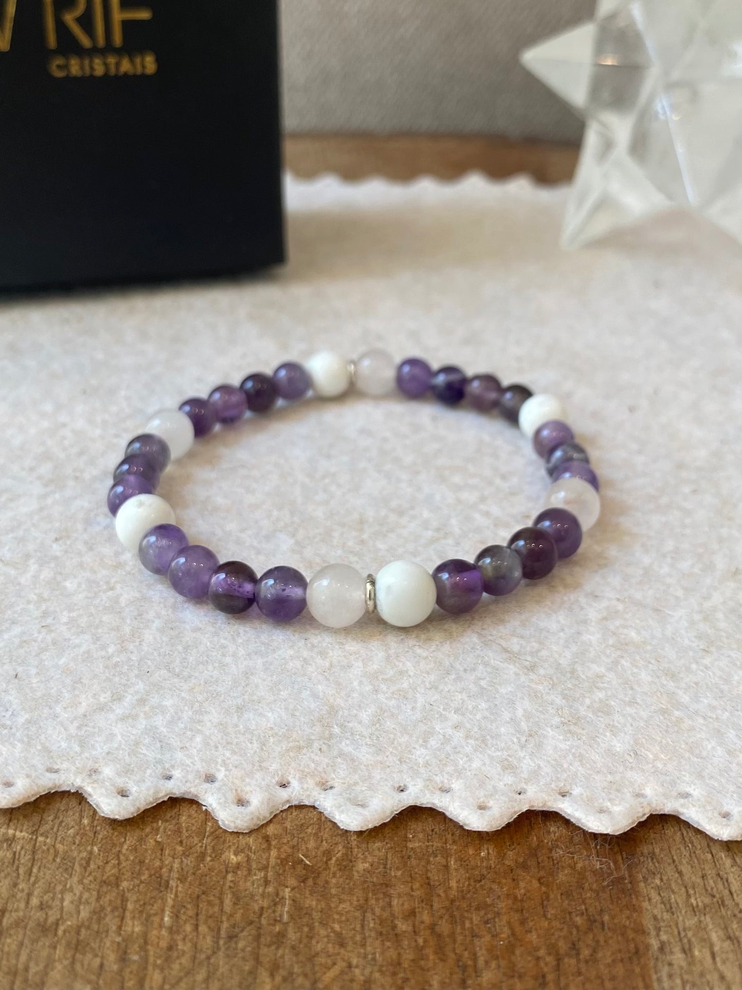 Ametista, Quartzo Rosa e Howlita – Espiritualidade, Paz e Amor (Prata 950) #AegisCR