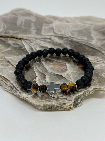 CR Faith | Lava Vulcânica e Olho de Tigre – Proteção, Clareza e Prosperidade (Prata 950)