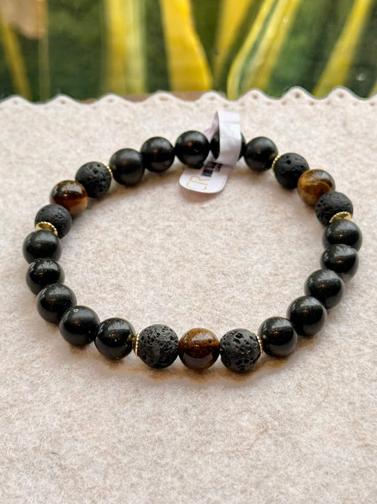 Obsidiana Flocos de Neve • Lava Vulcânica • Olho de Tigre | Proteção & Vigor