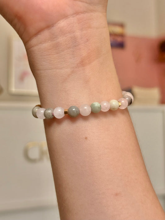 CR Prime | Quartzo Rosa e Amazonita – Autoestima, Bem-estar e Calmaria (Banho Ouro 18K)