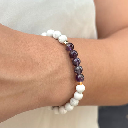 CR Prime | Howlita e Ametista – Paz, Harmonia e Espiritualidade (Banho Ouro 18K)