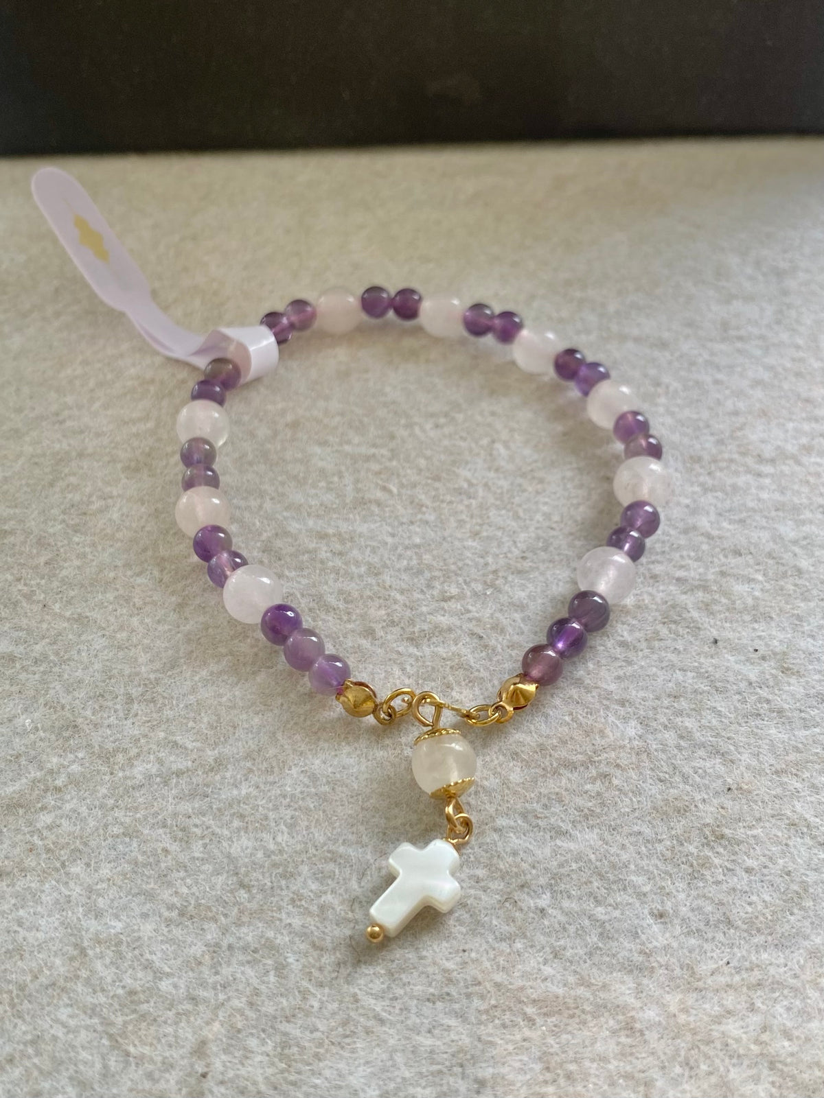 Terço de Mão | Harmonia e Autoestima — Ametista & Quartzo Rosa