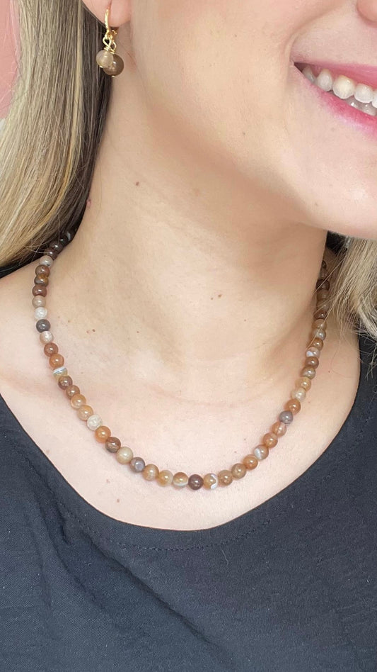CR Choker | Colar Ágata – Estabilidade, Proteção e Equilíbrio (Banho Ouro 18K)