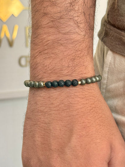 CR Prime | Lava Vulcânica e Pirita – Proteção, Prosperidade e Crescimento (Banho Ouro 18K)