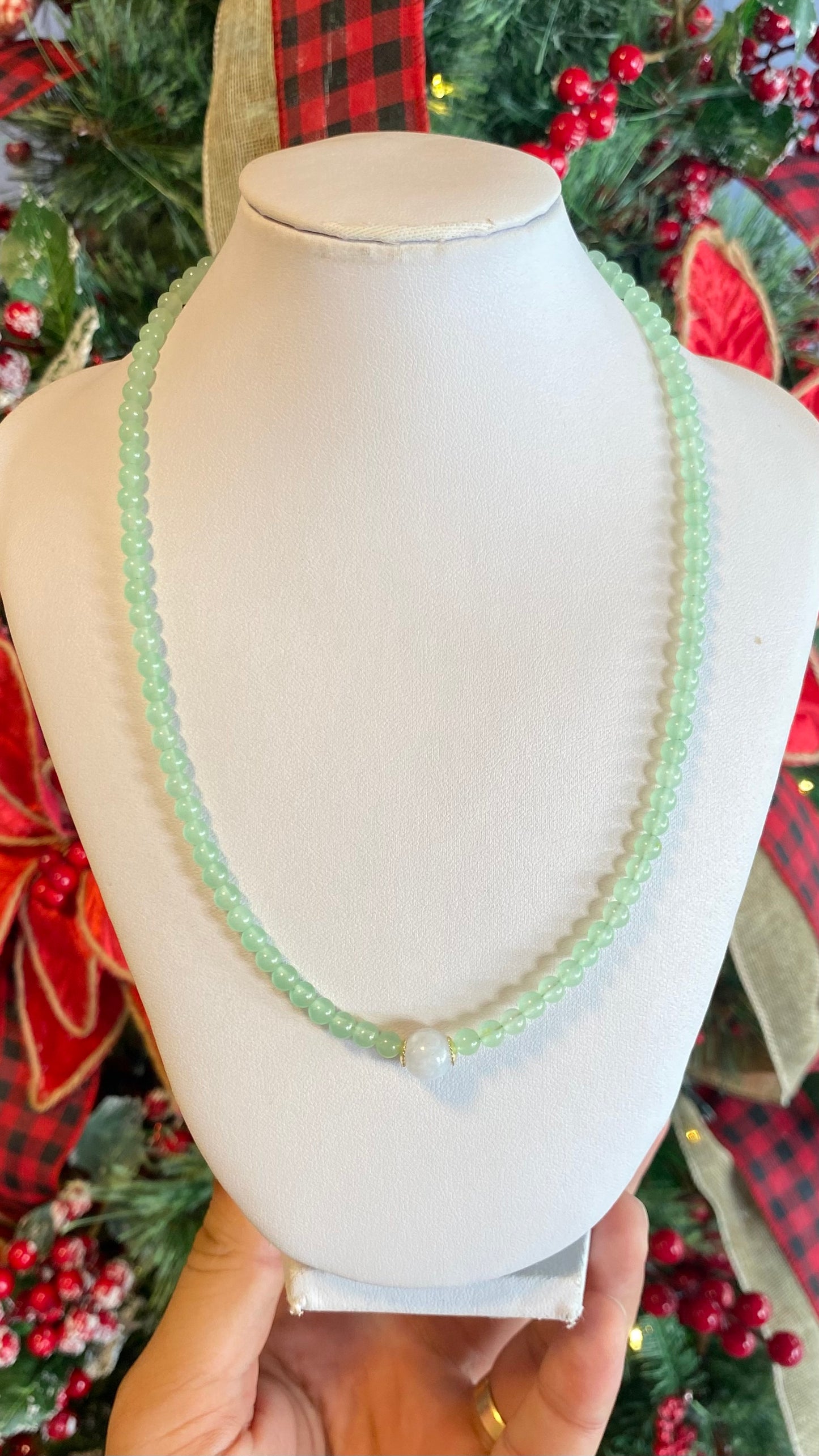 Quartzo Verde e Água Marinha – Saúde, Bem-Estar e Equilíbrio Emocional (Banho Ouro 18K) #ColarCR