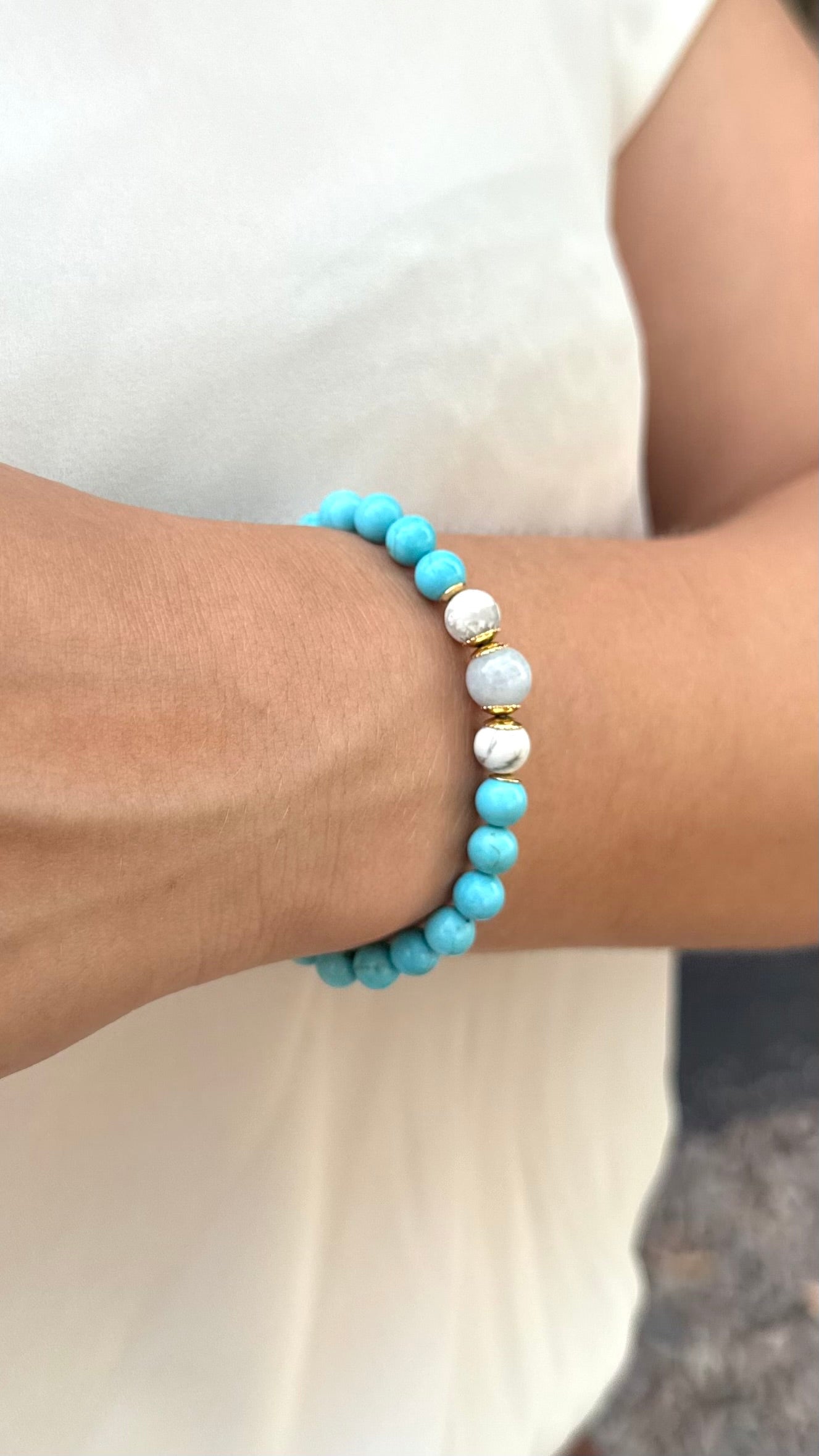 Turquesa Azul • Howlita • Água Marinha | Paz & Boa Sorte
