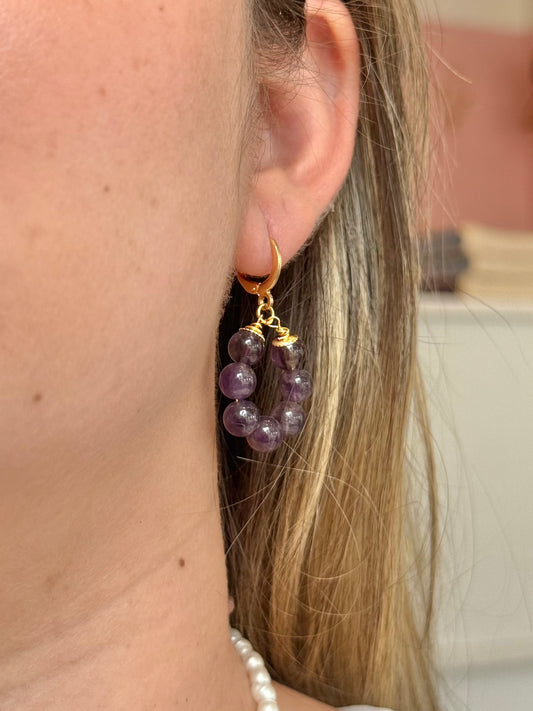 Brinco Gota | Ametista – Espiritualidade, Harmonia e Proteção (Banho Ouro 18K)