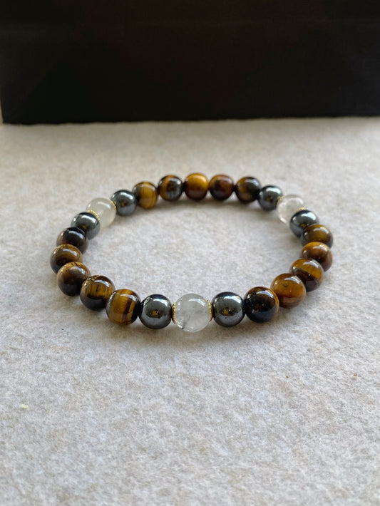 Olho de Tigre • Quartzo Turmalinado • Hematita | Clareza & Proteção