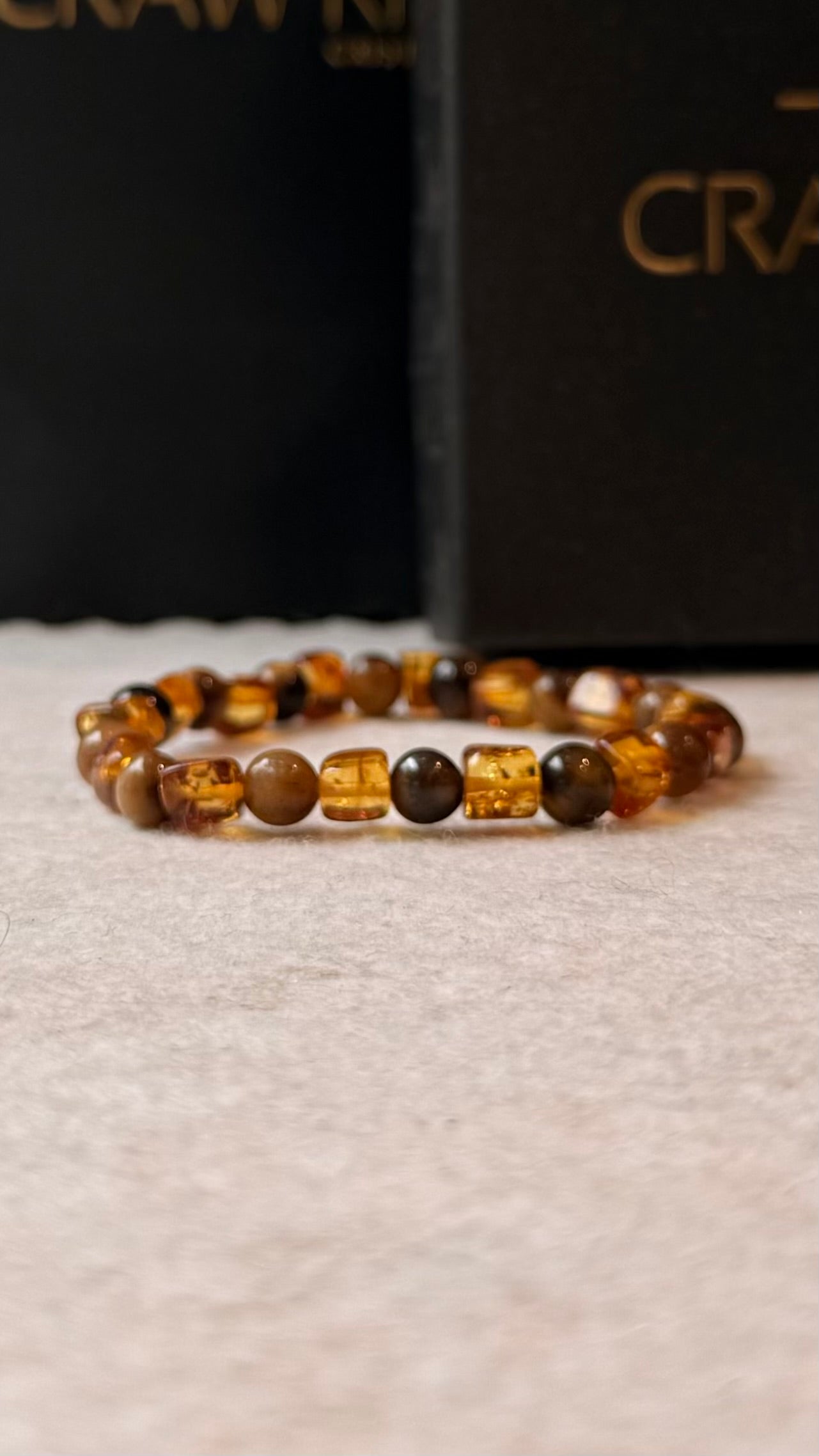 Pulseira de Âmbar com Olho de Tigre