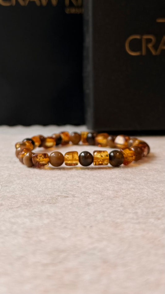 Pulseira de Âmbar com Olho de Tigre