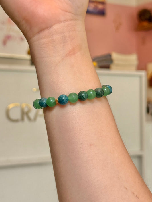 CR Prime | Apatita Azul e Quartzo Verde – Intuição, Saúde e Bem-estar (Banho Ouro 18K)