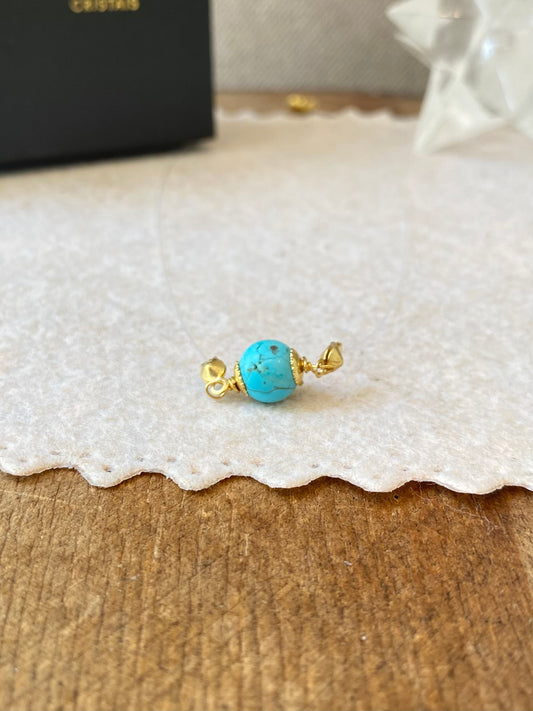 CR Ponto de Luz | Colar Turquesa Azul – Boa Sorte, Alegria e Proteção (Banho Ouro 18K)