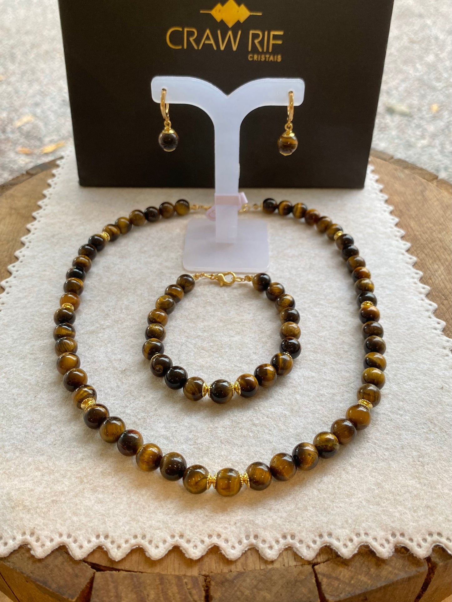 Conjunto CR Grace | Olho de Tigre — Proteção e Positividade (Banho Ouro 18K)