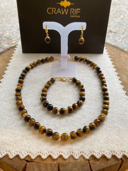 Conjunto CR Grace | Olho de Tigre — Proteção e Positividade (Banho Ouro 18K)