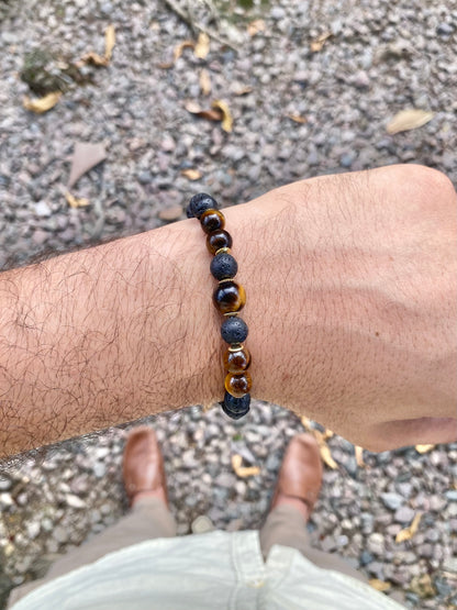 CR Deluxe | Lava Vulcânica e Olho de Tigre – Proteção, Positividade e Vigor (Banho Ouro 18K)