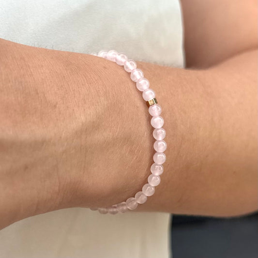 CR Line | Quartzo Rosa – Paz, Amor e Autoestima (Banho Ouro 18K)
