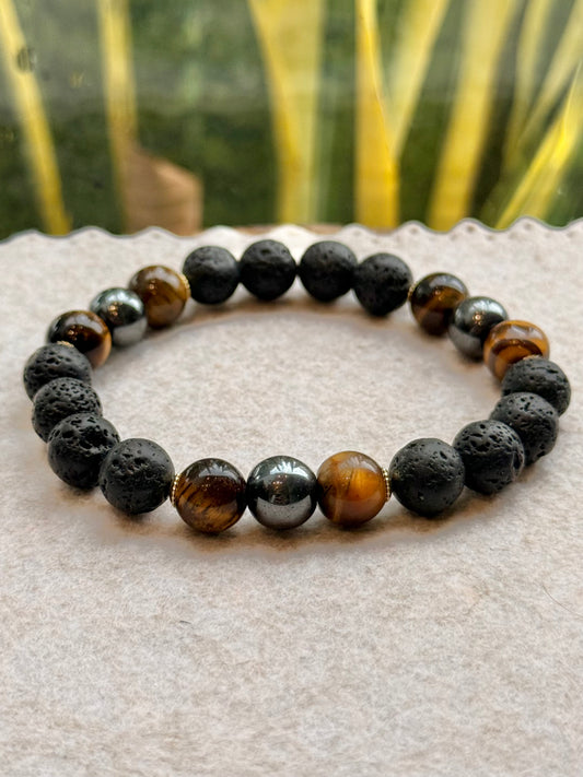 Lava Vulcânica • Olho de Tigre • Hematita | Proteção & Vigor