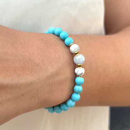 Turquesa Azul • Howlita • Água Marinha | Paz & Boa Sorte