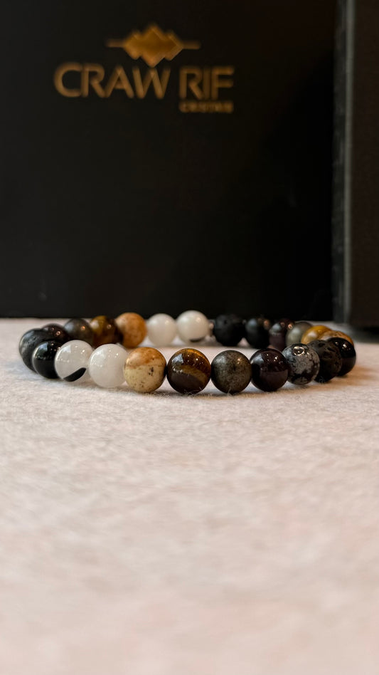 Turmalina Negra, Vulcânica, Olho de Tigre, Jaspe Madeira, Quartzo Turmalinado, Quartzo Rosa, Pirita, Granada e Obsidiana Flocos de Neve #VillarCR