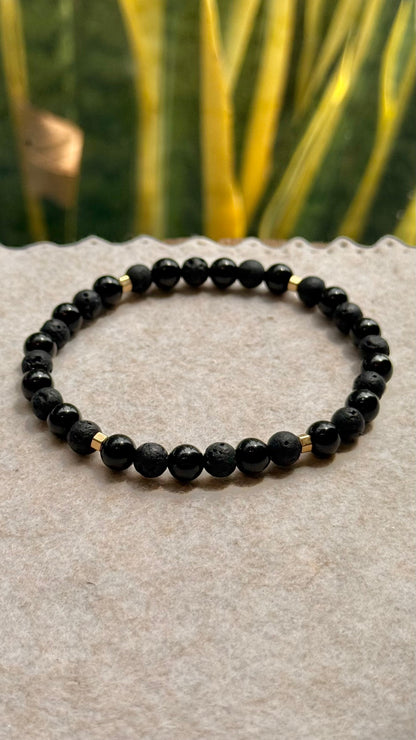 CR Prime | Lava Vulcânica e Turmalina Negra – Proteção, AntiStress e Clareza (Banho Ouro 18K)