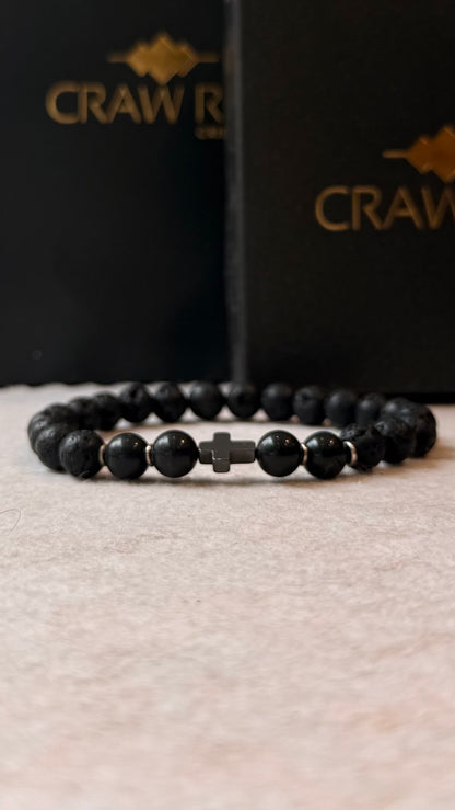 Lava Vulcânica e Obsidiana Flocos de Neve – Proteção, Vigor e Escudo Energético (Prata 950) #FaithCR