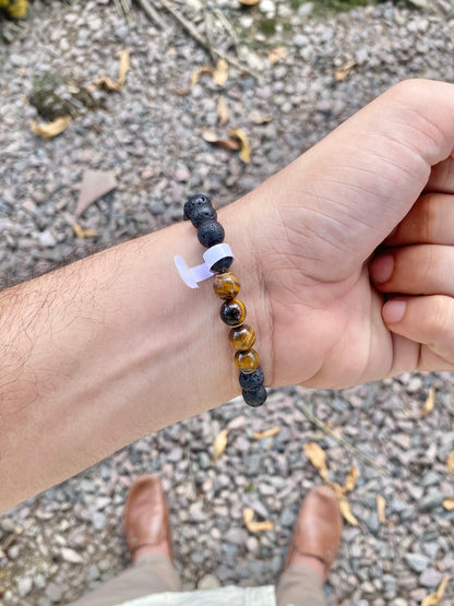 CR Deluxe | Lava Vulcânica e Olho de Tigre – Proteção, Positividade e Vigor (Banho Ouro 18K)